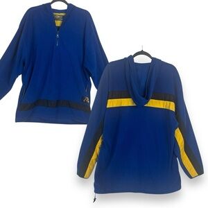 Y2K Rhinoceros Sport Hoodie Mens Size Large‎ Blue Fleece Quarter Zip Streetwear